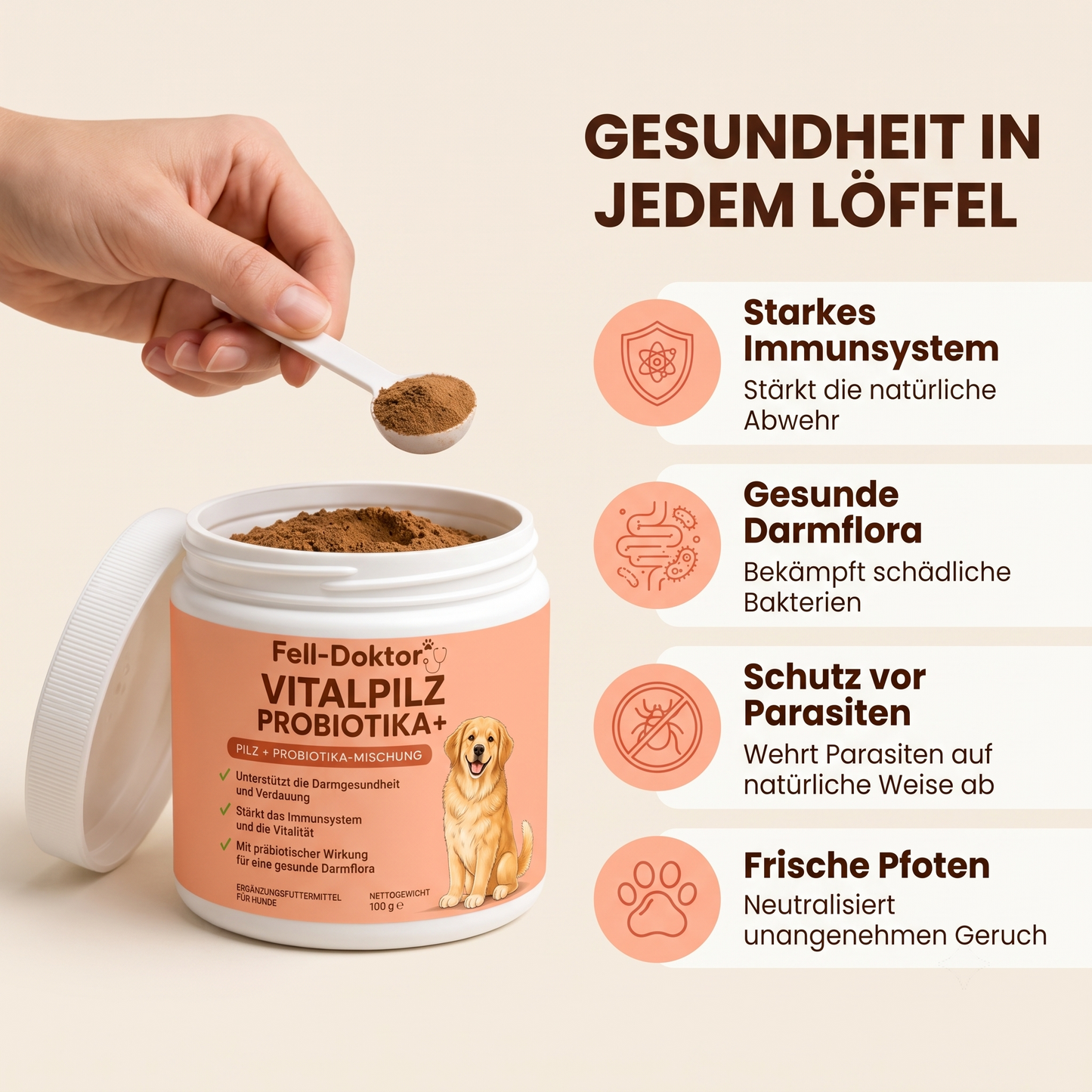 Hunde Vitalpulver für starke Abwehr & gesunde Verdauung