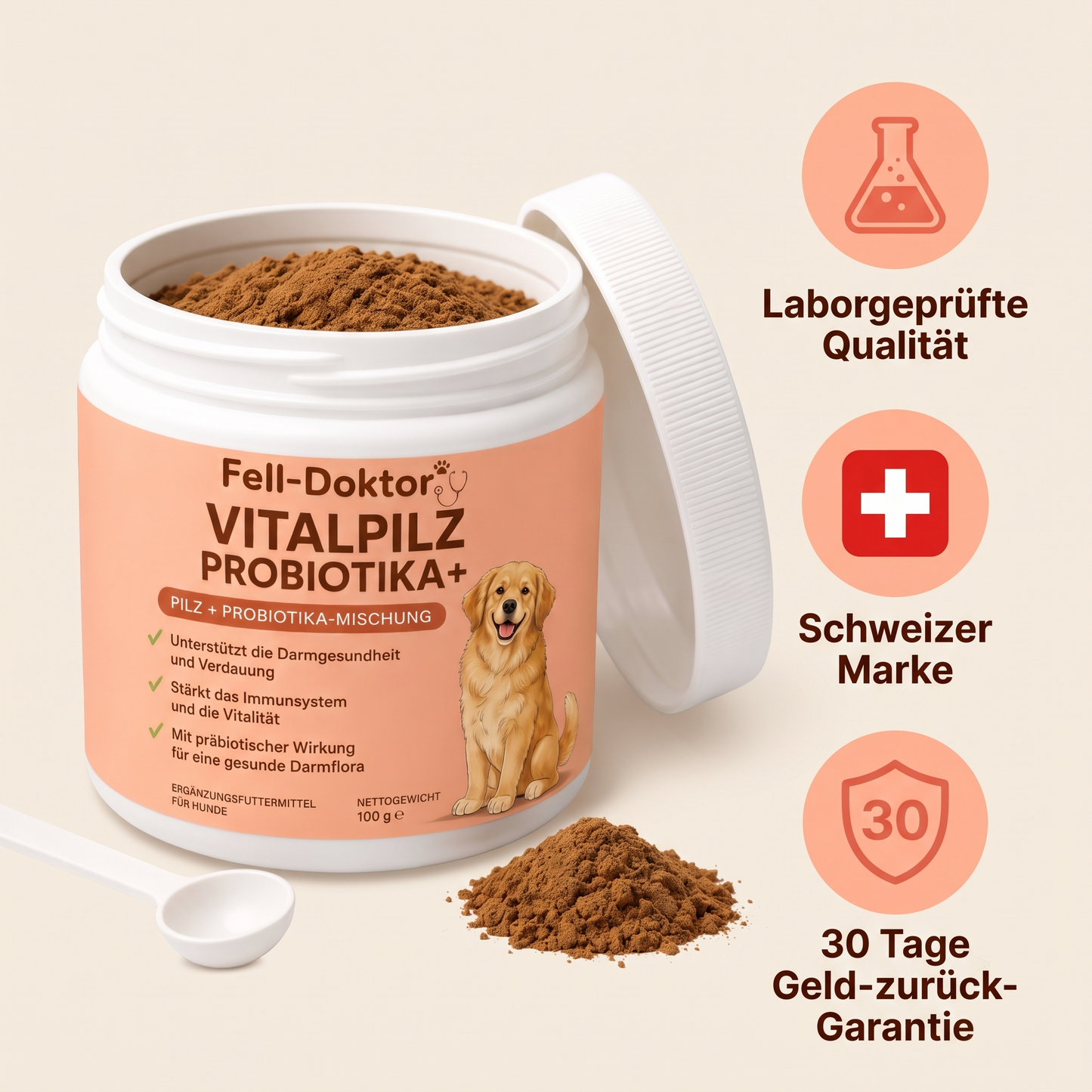 Hunde Vitalpulver für starke Abwehr & gesunde Verdauung